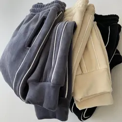 Pantalon de survêtement en velours grande taille pour femme, sarouel épais, ample et fin, chaussures de loisirs, nouvelle collection automne et hiver 
