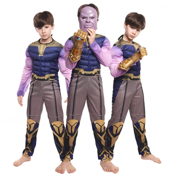 

Thanos Muscle Cosplay Costume Kids Avengers 4 Mask Kids Superhero Costume Children Endgame Halloween Costume Kids Carnival Suit