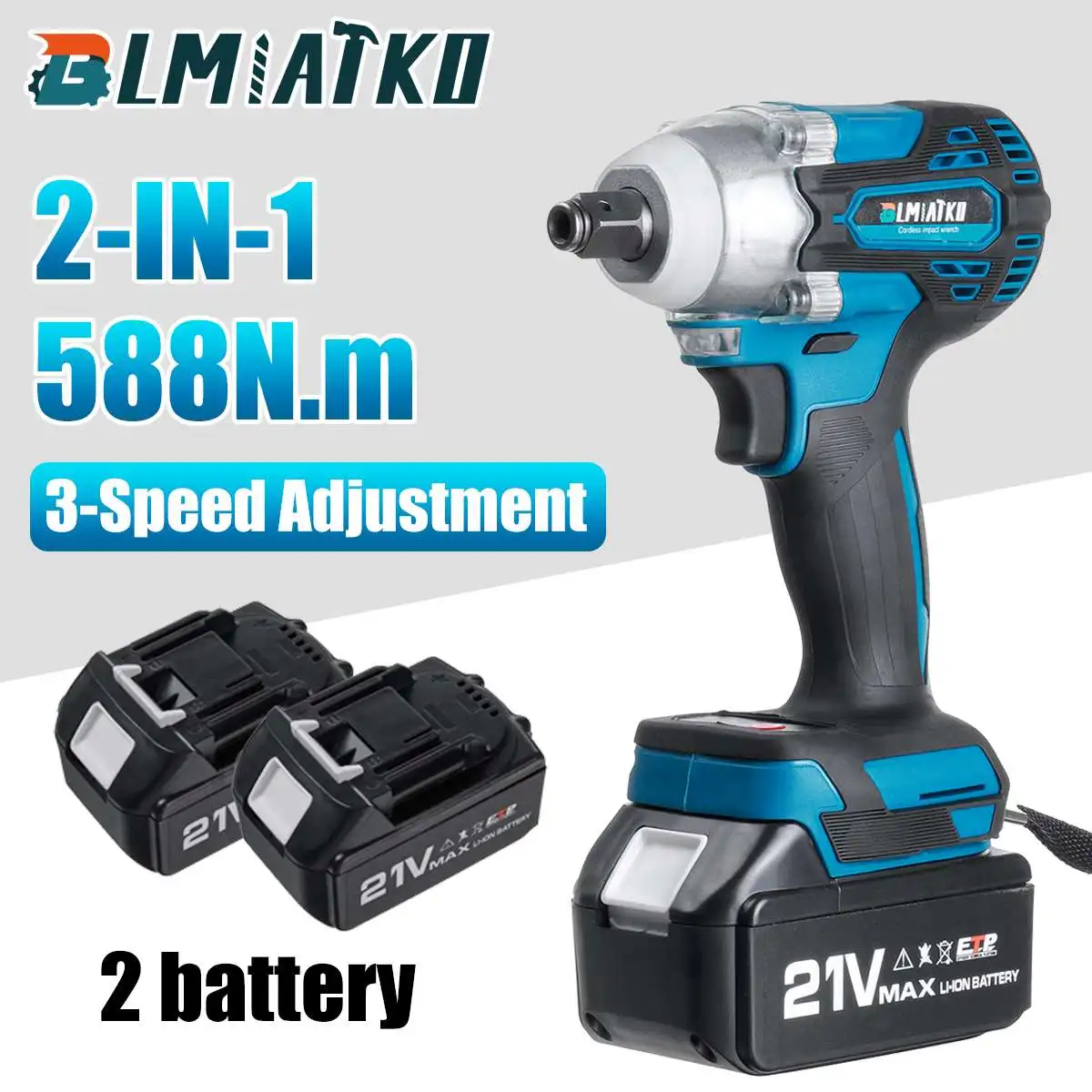New 21V 588N.M Brushless Cordless Electric Impact Wrench 1/2 inch Power Tools 15000mAh Li Battery Compatible Makit 18V | Инструменты