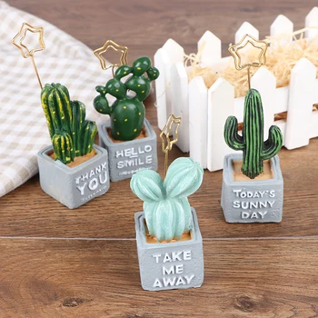 

1 PCS Card note holder cactus resin plant decoration card holder office supplies