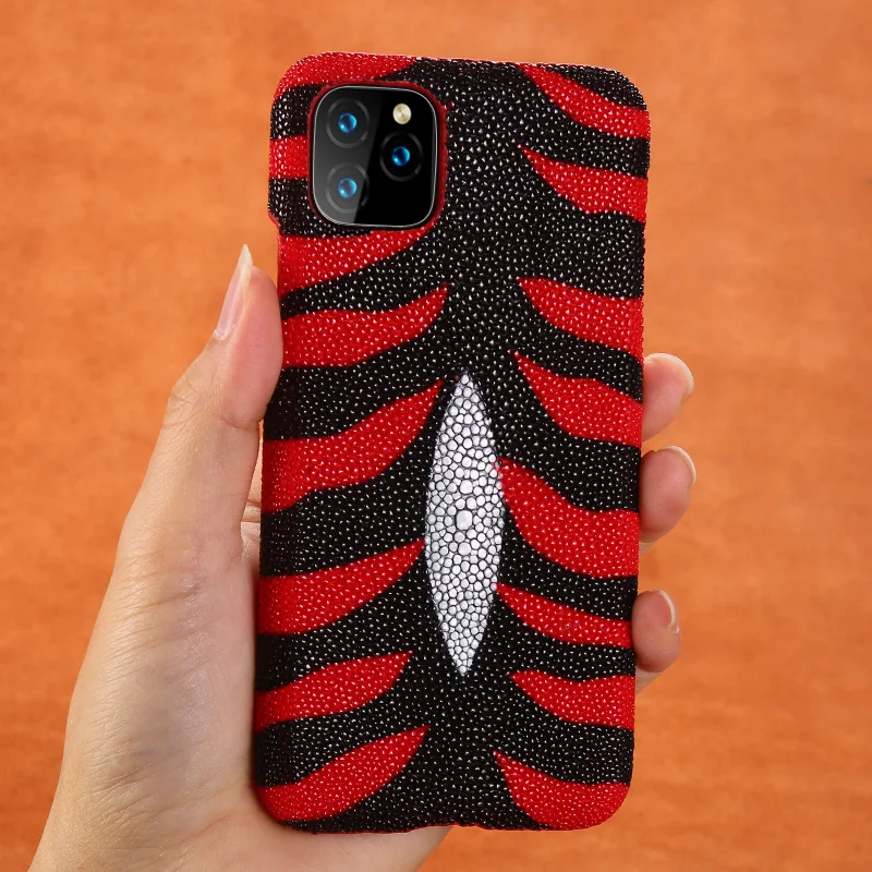 Genuine leather pearl gourami Fhx-39k luxury phone case for iPhone 6S 7 8 Plus XR X XS MAX 11 11Pro Max back cover cases