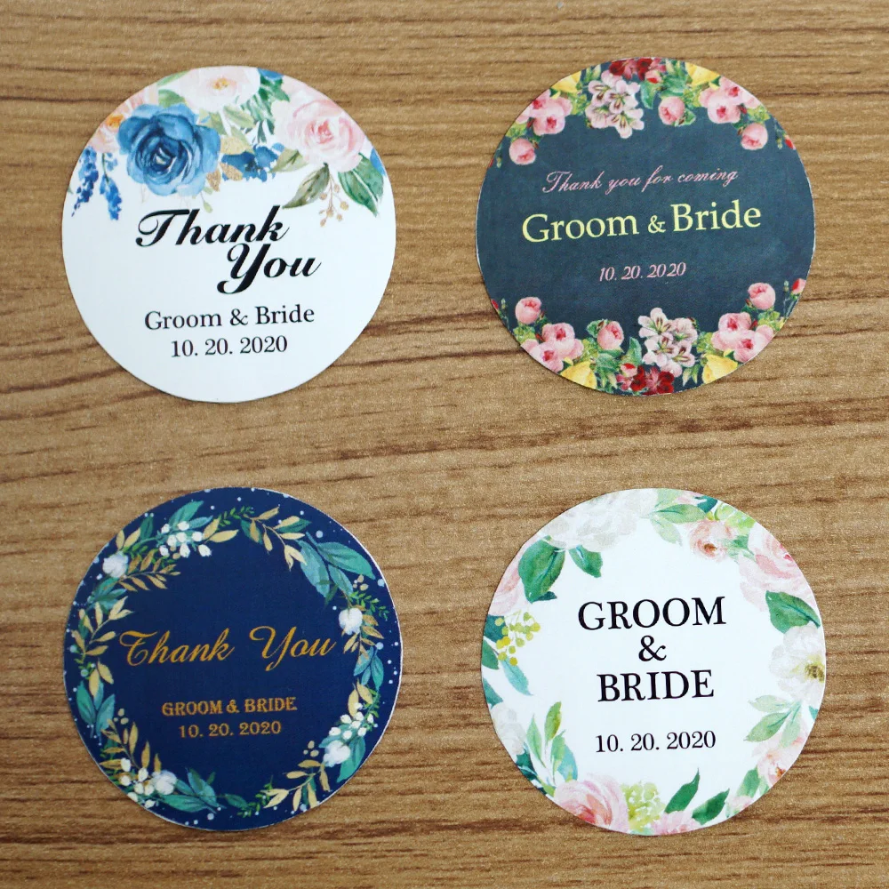 

96Pcs 4cm/1.6in Round Wedding Sticker Custom Waterproof Personalized Logo Label For Candy Gift Party Favors Boxes Packaging
