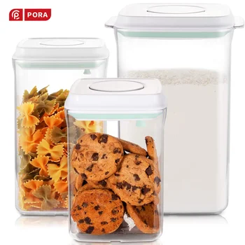 

Kitchen Airtight Food Storage Containers BPA Free Plastic Pop Up Air Tight Cereal Container for Refrigerator Pantry Organization
