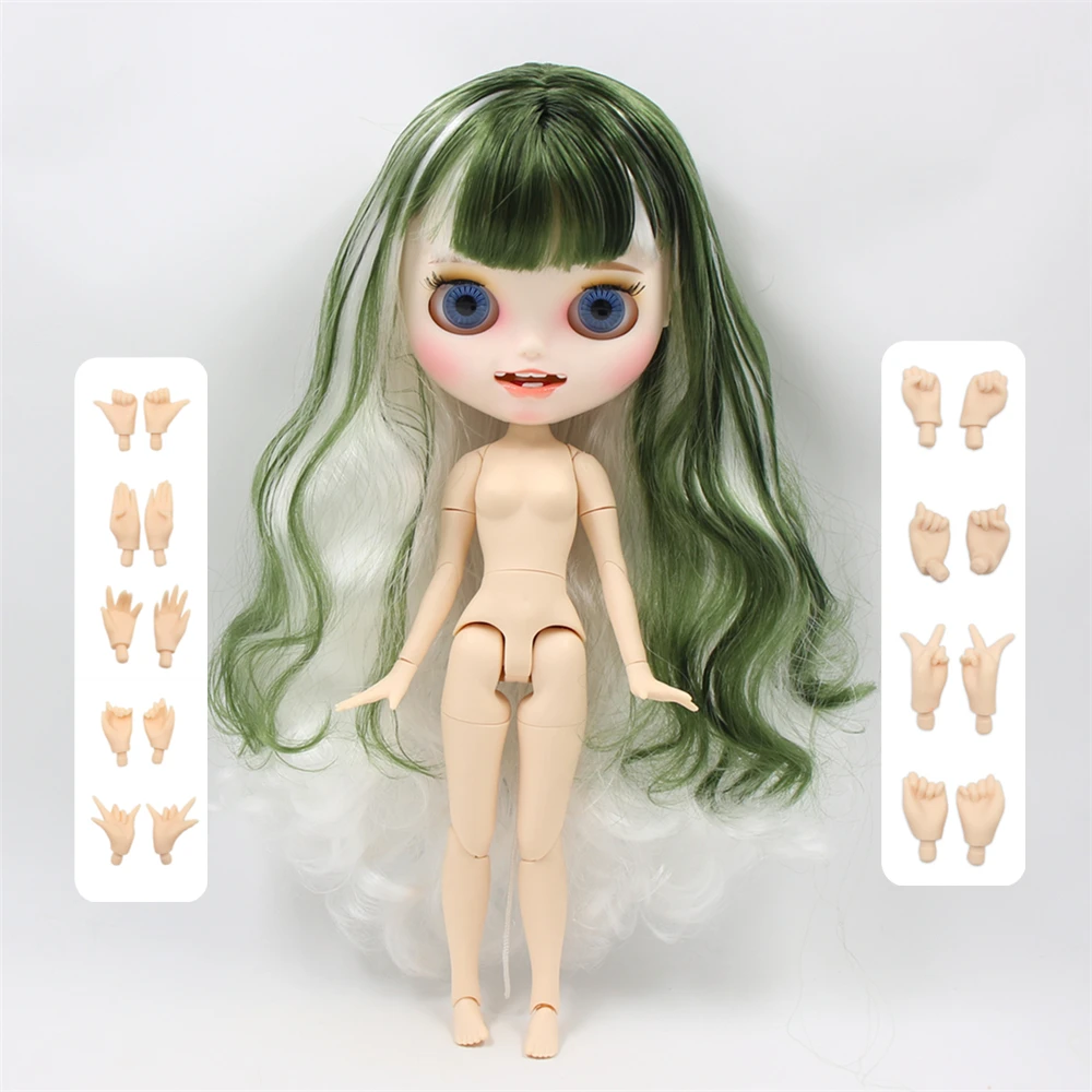 Fortune Days 1/6 bjd doll joint body white skin soft mixed green and white curly hair new smail matte face with eyebrow toy doll - Цвет: like a picture