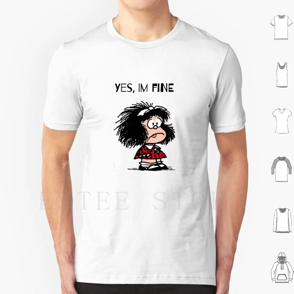 Mad Mafalda T Shirt Stampa Cotone Mafalda Divertente Cartone Animato Arruffato Carino Felice Im Fine Sì Im Fine Cinchona Ragazze Argentina Love