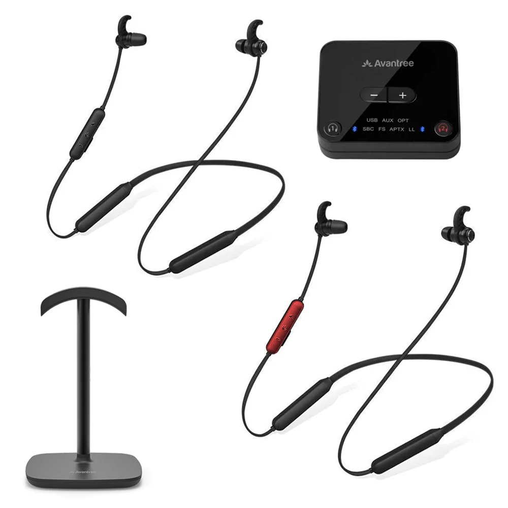 Avantree Dual Bluetooth 5.0 Draadloze Oordopjes Zender & Stand, 20Hrs Nekband Koptelefoon, Geen Audio Vertraging - AliExpress Consumentenelektronica