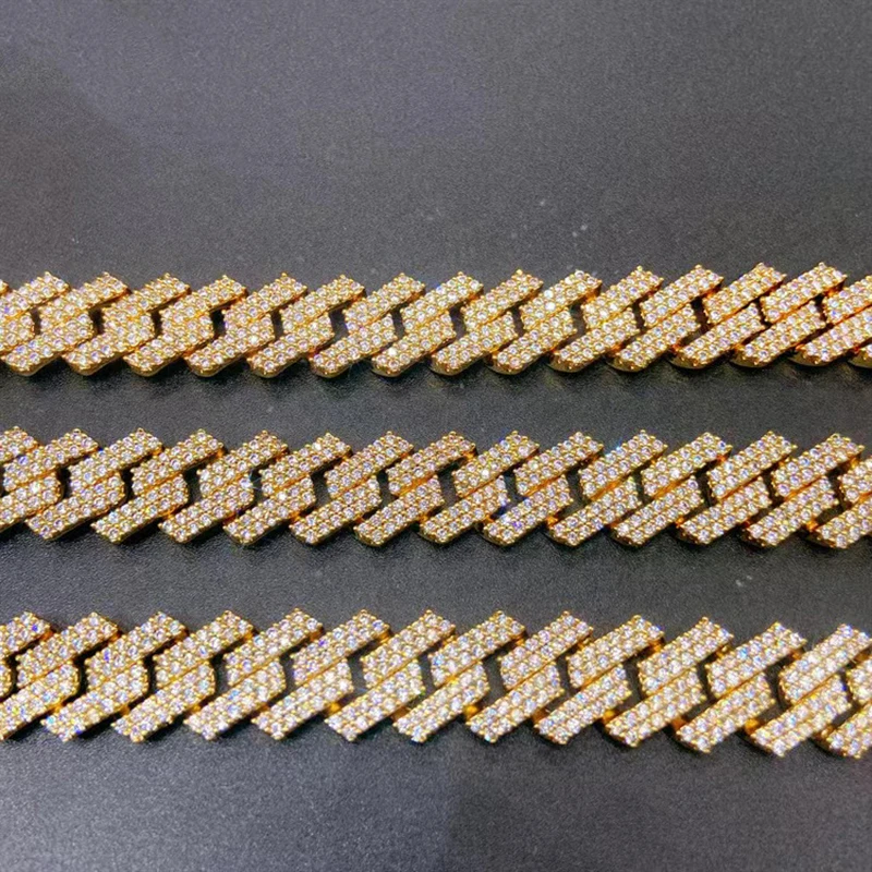 

Hiphop 14mm Bling Iced Out Cuban Chain Bracelet Men Jewelry Plated Real Gold Double Rows Zircon Hip Hop Bracelets Birthday Gift