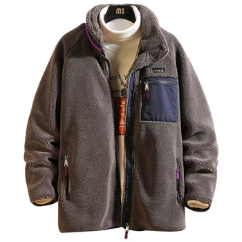 

Men's Lambswool Jacket Autumn Winter Thicken Parka Men Korean Casual Coat Streetwear Warm Male Streetwear Thermal Coats