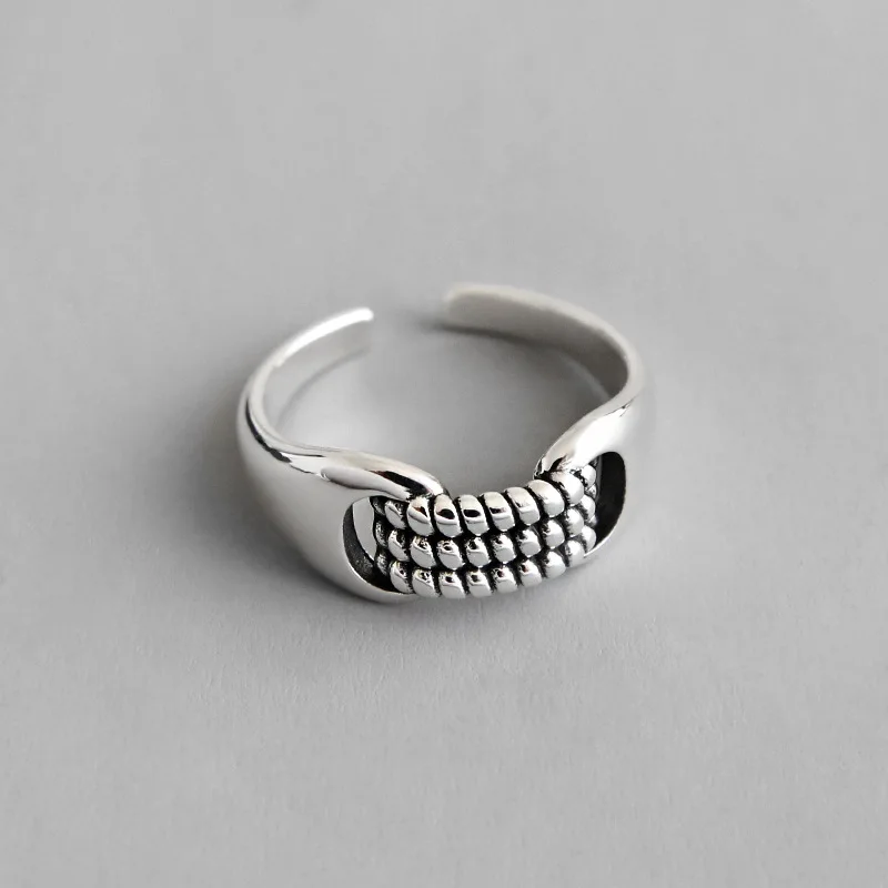 

Real 925 Sterling Silver Rings Women 2019 Unique Personality Twist Vintage Ring For Women Resizable Ring Punk Silver Jewelry