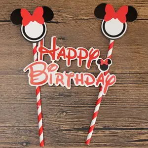 1 комплект Микки Минни Маус кекс торт Топпер флажки для торта бумага соломы душ для детского праздника в честь Дня рождения поставки вечерние декоративные - Цвет: 3