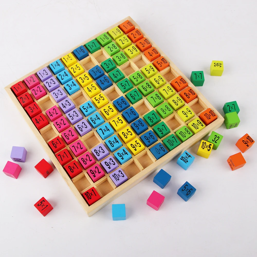 Montessori Educational Wooden Toys for Children Baby Toys 99 Multiplication Table Math Arithmetic Teaching Aids for Kids