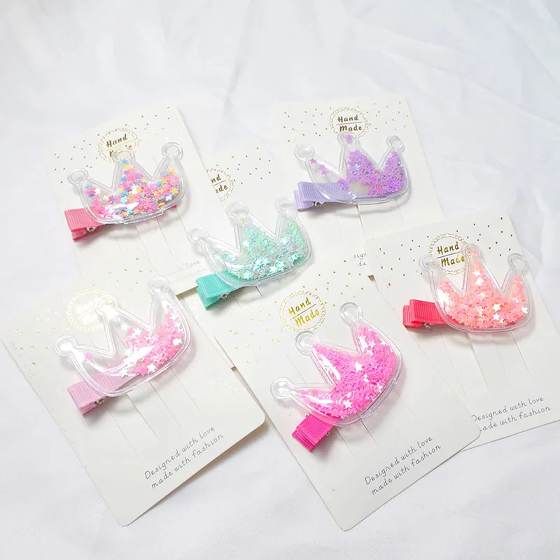 Fashion Transparent Pvc With Colorful Sequin Star Kids Hair Clips