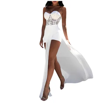 

Women Overalls Sexy Solid Lace Patchwork See-through Steel Rim Irregular Jumpsuit 2020 Fashion Party Tube Jumpsuits #YL10