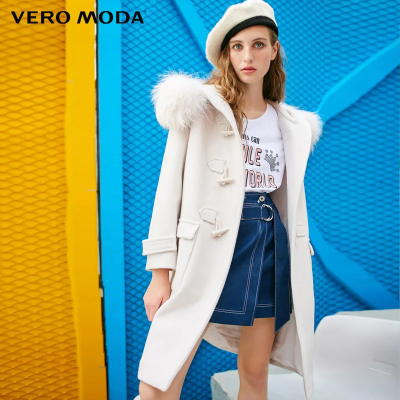 Vero Moda женский воротник из енота Роговая кнопка зима с капюшоном длинный 80%
