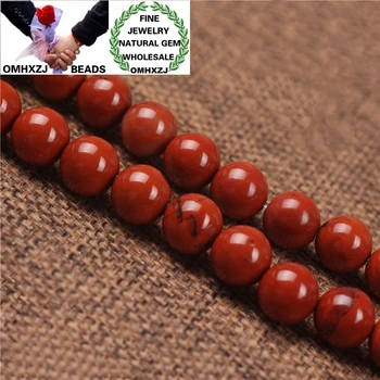 

OMHXZJ Wholesale ZB283 681012mm DIY Bracelet Necklace Jewelry Accessories Components Natural Stone Fine Red Jasper Round Beads
