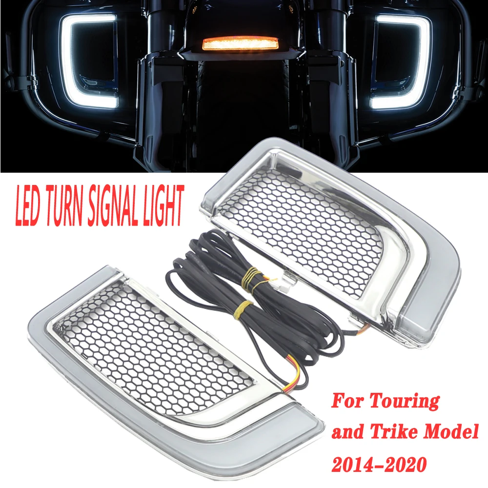 

Для туристических уличных дорог Electra Tri Glide FLHTK мотоциклетная черная светодиодная обтекатель Нижняя решетка сигнал поворота ходовая лампа