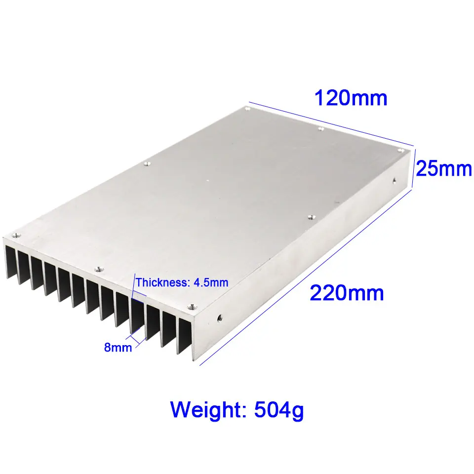 Aluminum heat sink 220x120x25mm 200W heatsink for LED lights electronuics DIY 500g high thermal conductivity aluminum heat sinks LED radiator