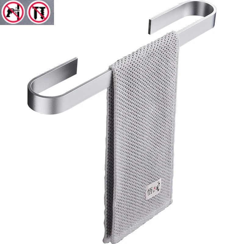 

Aluminum Alloy Towel Holder Rack Self Adhesive Bathroom Wall Mounted Hanger Organizer Kitchen Wall Hanging Rack Shelf Accessorie