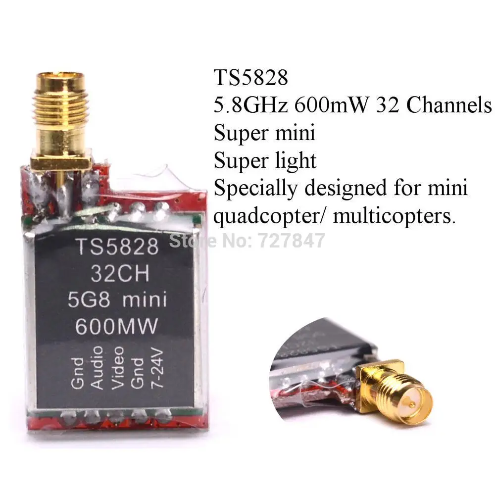 

NEW TS5828 / TS5828L 25.8GHz 600mW 48 Channels Mini Wireless A/V Transmitting (TX) TS5828 for 5.8g receiver gopro FPV Quadcopter