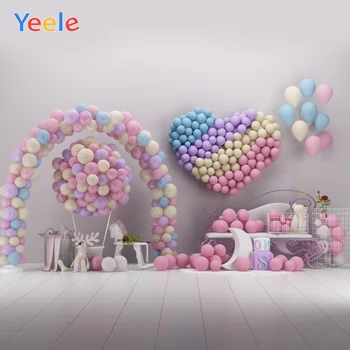 

Yeele Photophone Gray Wooden Floor Pink Balloons Birthday Party Baby Backdrop Backgrounds For Photography Photo Shoot Photozone