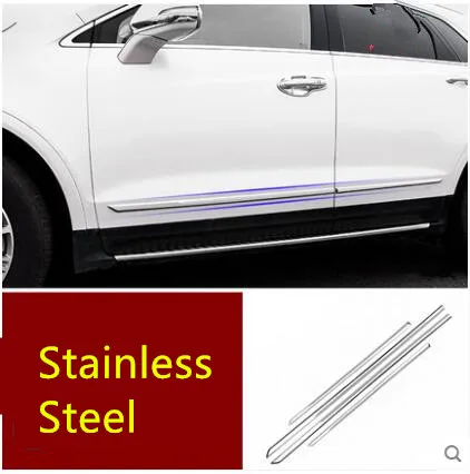 Stailess Steel 4 шт./компл. ABS/Нержавеющая сталь наружные двери для укладки волос Украшенные Молдинги для Cadillac XT4 ACA229 - Цвет: Stailess Steel