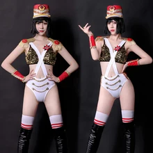 Костюм для косплея, военная форма, одежда для выступлений, новинка, сексуальный костюм для ночного клуба Gogo Roupa Feminina DJ, Женский певец, джаз, бикини, сценический костюм