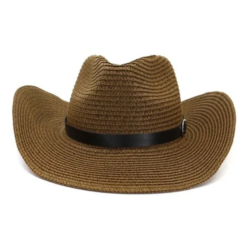 

sun hats women men summer solid panama straw hats with belted band casual vintage outdoor western cowboy straw beach women hats