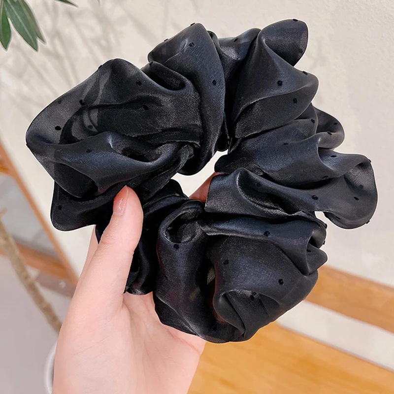 ladies headband Oversized Scrunchie Korea Large Organza Dot Hair Scrunchies Women Elastic Hair Bands Headwear Chiffon Ponytail Holder Hair Rope hairclips