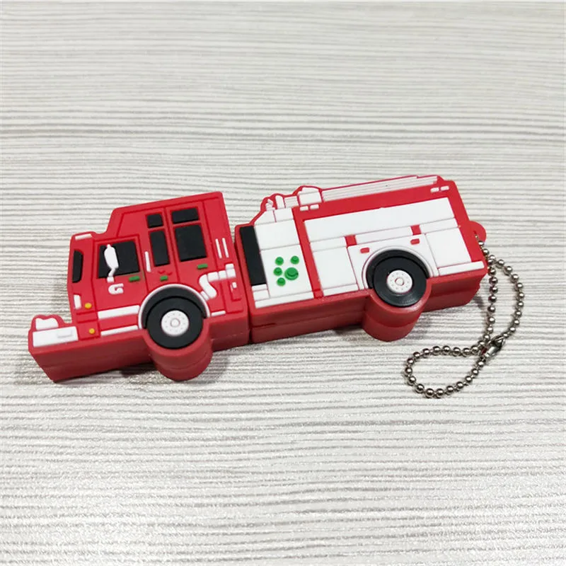 USB флеш-накопитель мультфильм пожарная машина ручка привод 4 ГБ 8 16 32 64 милые
