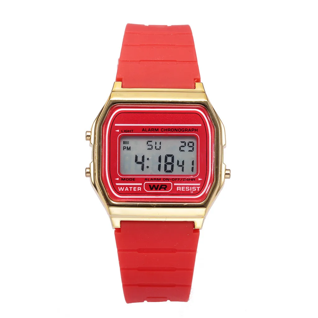Цифровые часы для мужчин и женщин, водонепроницаемые электронные спортивные часы - Цвет: Красный