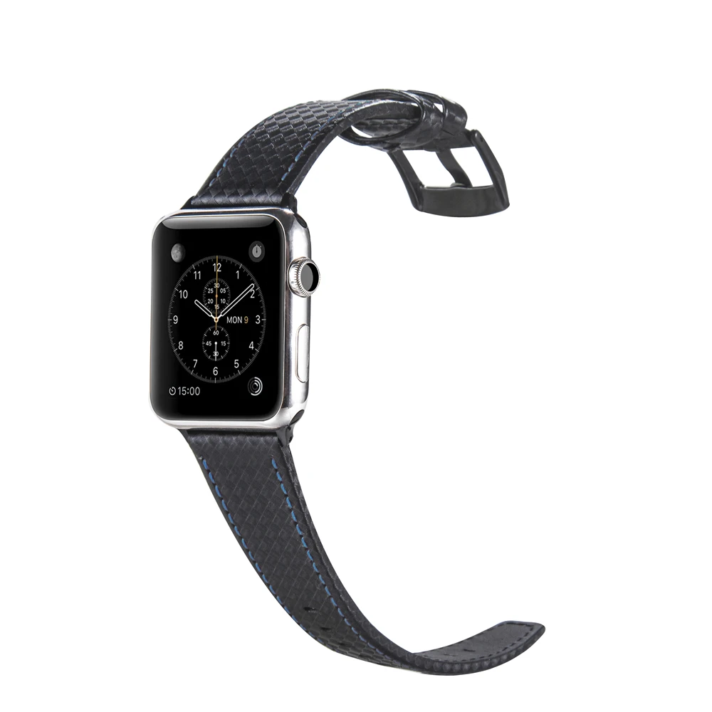 

Leather Carbon brazing Watch Band For Apple Watch 44/42/40/38mm Fashion Sports Emboss Pattern Strap For Iwatch Series 5/4/3/2/1