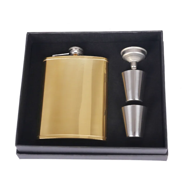 Portable 8oz Hip Flask Gift Set with Cup and Outdoor Drinking Accessories