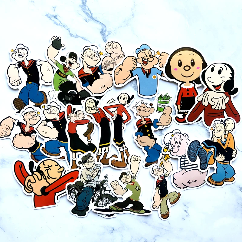 

18pcs Creative kawaii Self-made Popeye vinyl laptop skin sticker refrigerator suitcase laptop Car sticker Car Styling