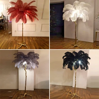 

Modern Ostrich Hair LED Floor Lamps Hotel Living Room Led Ostrich Hair Floor Light Standing Lamp Lampadaire De Salon Lighting AC