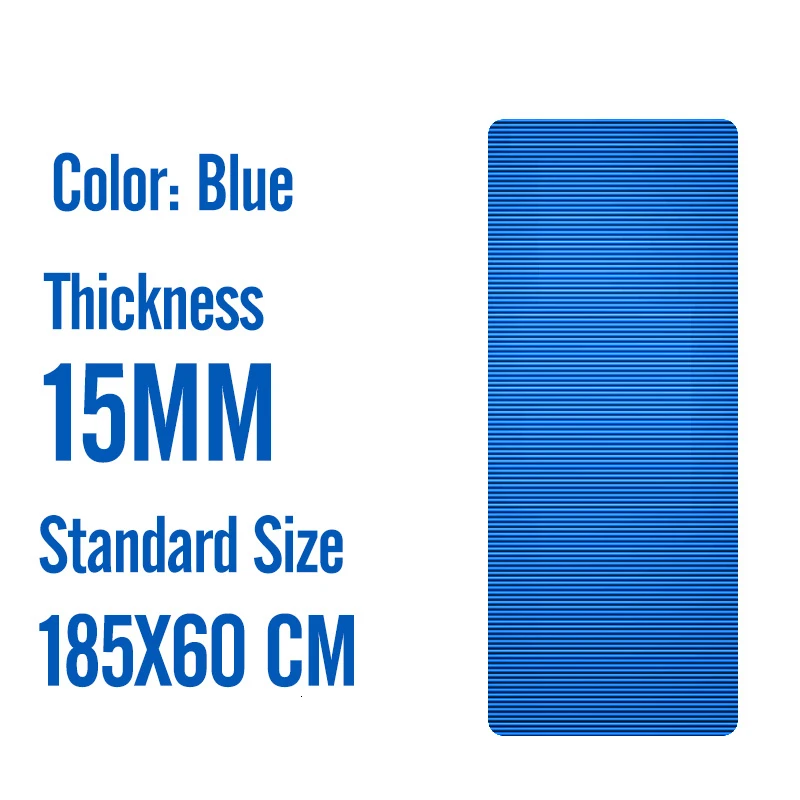 185X80X1,5 см мужские спортивные маты большого размера NBR Нескользящие коврики для йоги для фитнеса 15 мм фитнес-спортивный коврик с повязками большого размера Tapete - Цвет: 185X60X1.5CM Blue