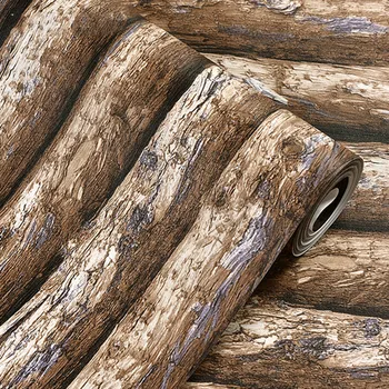 

PVC 53cmX10m New Waterproof Vinyl Vintage Wallpaper Wood Grain Home Decor Wall Papers Roll For Bedroom Living Room TV Background