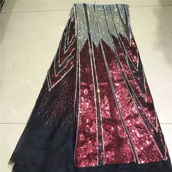 

2019 Latest Red Embroidery Nigerian 3D Tulle Lace Fabric For Lady African Lace, Nigerian Sequined Wedding Laces