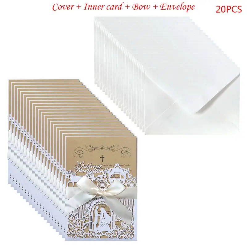  20 Pcs European Style Wedding Invitation Cards with Envelopes Kits Party Supply - 4.0005E+12