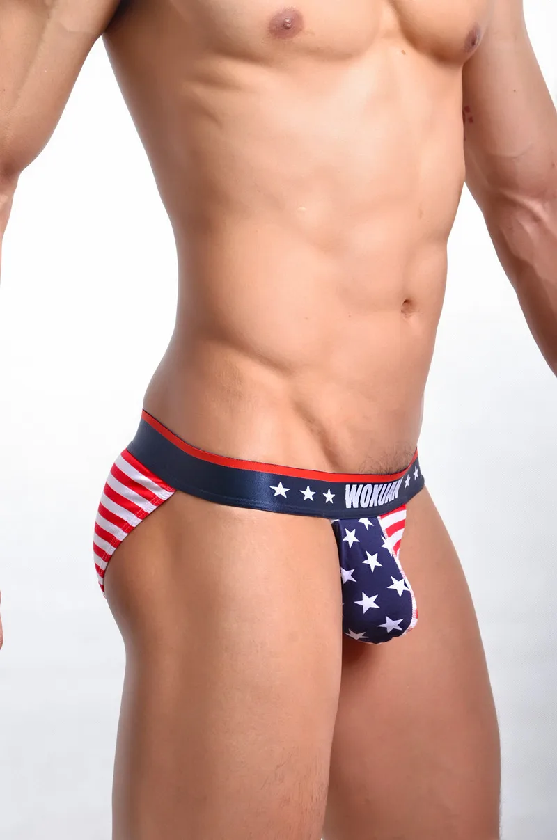 Размер XL, американский флаг, сексуальные мужские трусы, полосатые, со звездами, гей, нижнее белье, с принтом, мужские трусы, бикини, мужские, выпуклые, с мешочком для пениса, трусы