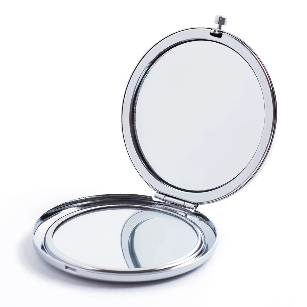 Мини набор косметики зеркала 57,1 мм заготовки Круглые Металлическое компактное зеркало портативное косметическое карманное зеркало подарок для девочки женские косметические инструменты - Цвет: silver