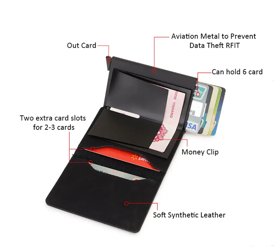 RFID Блокировка Мужской кредитный держатель для карт минималистичный кошелек смарт-банк чехол для id карты кожаный металлический алюминиевый держатель для карт защитная сумка