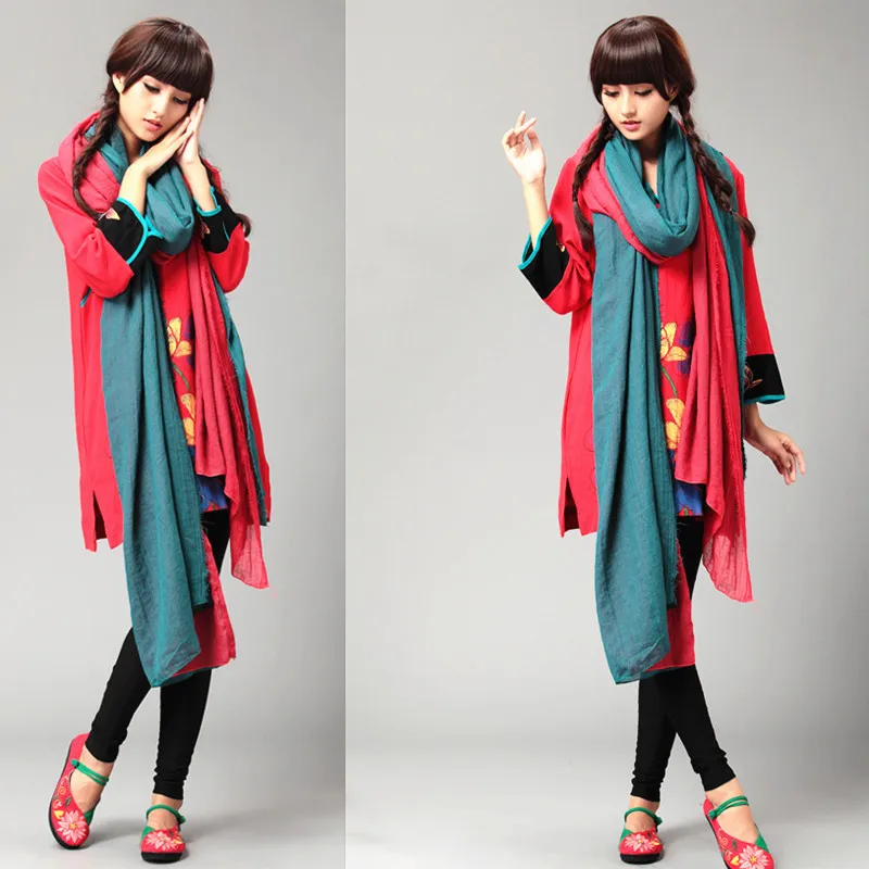 Непал, Индия шарф Для женщин 3 M держатель серии Extended, контраст Цвет большой шарф теплый в студенческом стиле для путешествий обращаем ваше внимание, с отложным воротником