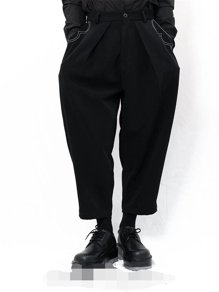 Men's new men's Yamamoto style casual pants long pants large size loose simple Harlem pants