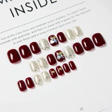 Поддельные ногти носить маникюр патч готовая Алмазная сетка красный-фея-многократное использование японский-стиль оболочки рук ногтей кончик