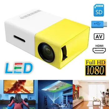 

YG300 600 Lumens LED Projector 3.5mm 320x240 Pixels Portable Mini HDMI Audio Household Projector Home Media Player US Plug
