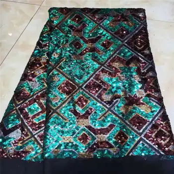 

2019 upscale green sequins lace fabric High quality nigerian french net lace african Sequins lace fabric for party dress KCD9154