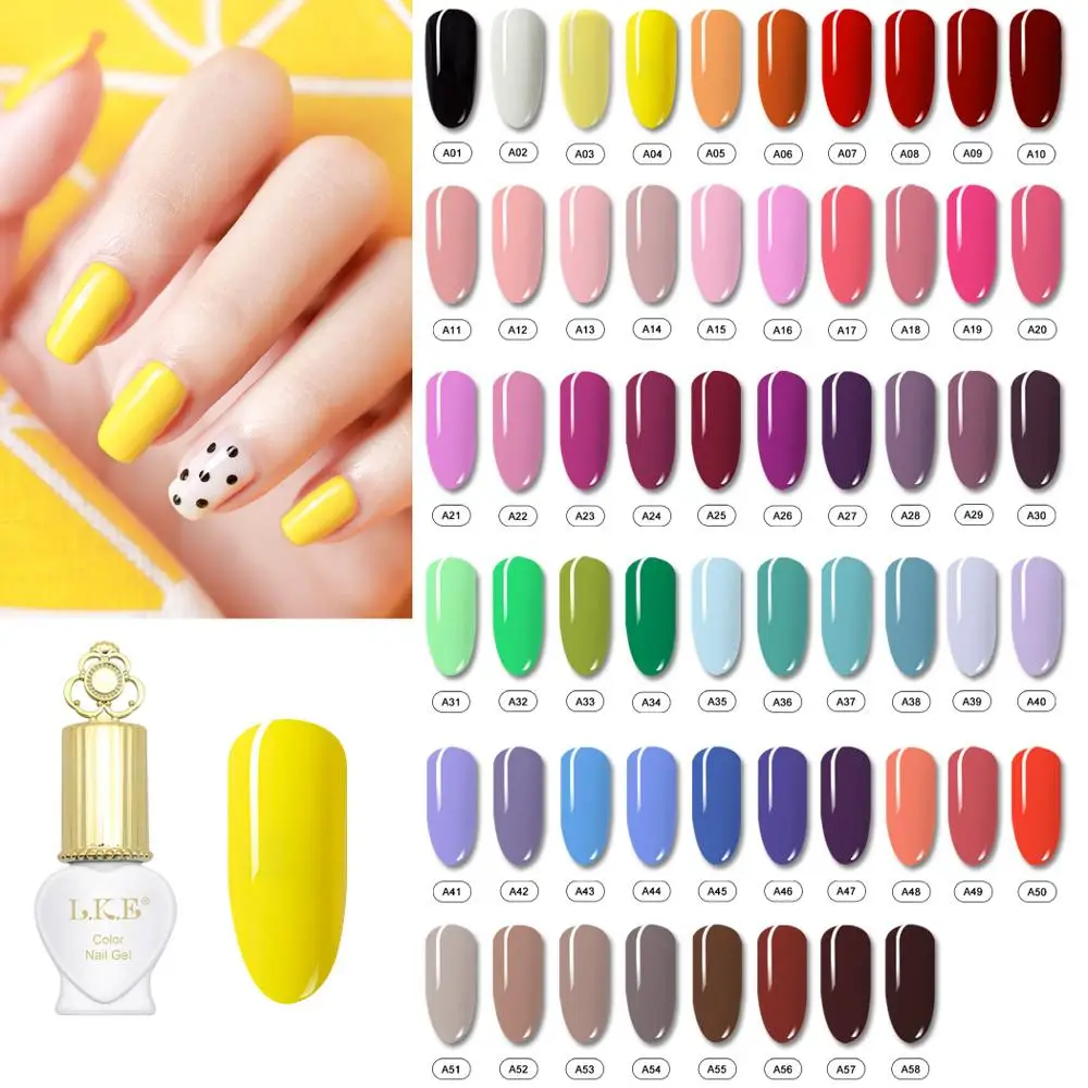 

LKE Nail Gel Varnish 8ml High Quality Nail Gel Polish Cheaper Price Plastic Bottle Bright Color Glitter Varnish Nail Gel