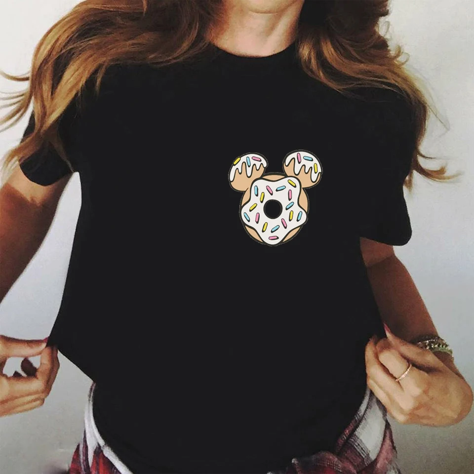 Женская футболка в стиле Харадзюку с изображением пончиков Милая Ullzang маленькая