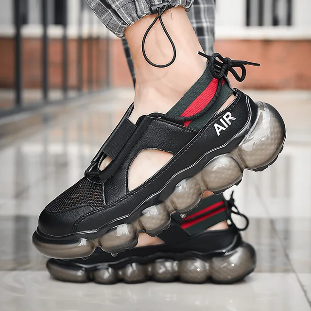 Fashion Men's Sandals Summer Soft Sandals High Quality Microfiber Leather Sandals Outdoor Antiskid Damping Men Roman Sandals W0799 Black