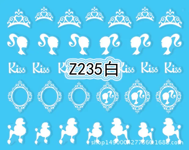 

2pcs 4 colors 3D Nail Slider Decals Nail Art Sticker Glitter Metal Hollow Kiss Brand Logo Digit Adhesive Manicure DecorZ229-236